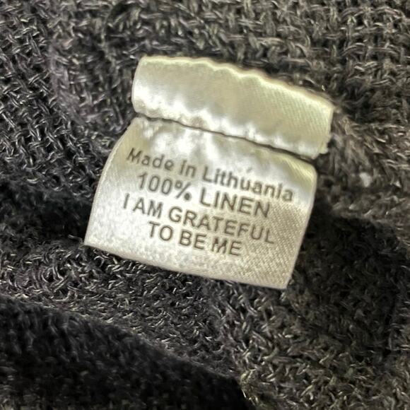 Flax 100% Linen Black Breezy Gauzy Sleeveless Tunic Dress Top Minimalist Size M - Picture 4 of 6